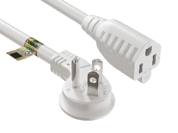 1ft NEMA 5-15P to NEMA 5-15R Ultra Low Profile Angled Power Extension Cord 16AWG 13A/125V SJT, White