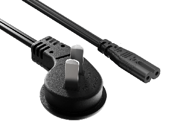 6ft Ultra Low Profile NEMA 1-15P Angled to C7 Non-Polarized Power Cord 18AWG SPT-2 7A/125V, Black