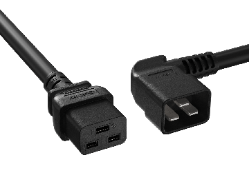 10ft C19 to Left Angle C20 Power Cord 12AWG 20A/250V SJT UL, Black