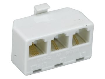 RJ11 One Male to Three Female Modular T-Adapter, L1/L2/L1+L2