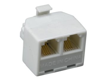 RJ11 One Male to Two Female Modular T-Adapter