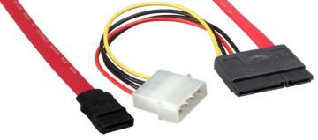 18in Serial ATA Data Cable & Power Adapter, SATA 7-pin + 15-pin to SATA 7-pin + 4-pin Molex