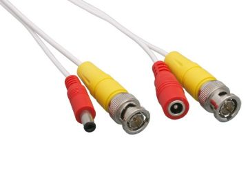 100ft Video & Power Security Camera Cable, BNC M/M and DC M/F, 28 AWG, White