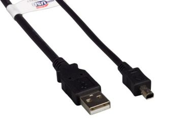 USB2.0 A Male to Mini-B 4-pin Male Cable, Black