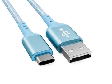 2m USB 2.0 A Male to C Male Braided Cable 480M 3A, Blue