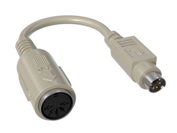 6" DIN5 Female to Mini-DIN6 Male AT to PS/2 Keyboard Adapter Cable, Beige