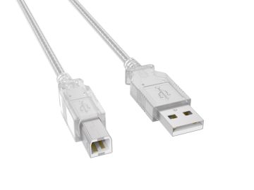 3ft USB 2.0 Type A Male to B Male Cable, 480Mbps, Double-Shielded, Clear