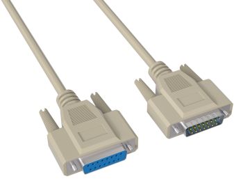 10ft Beige DB15 Male to Female Shielded Serial Extension Cable for Mac Monitors and Gaming Devices