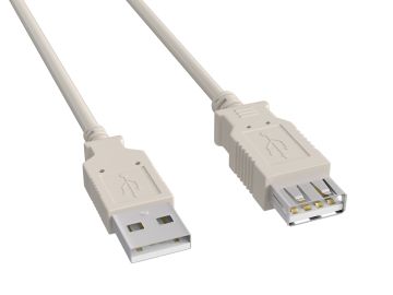 1ft USB 2.0 A Male to A Female Extension Cable, Ash White