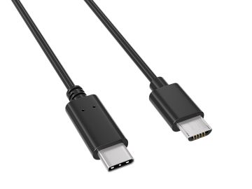 1m USB 2.0 C Male to Micro-B Male Cable 480M 3A, Black