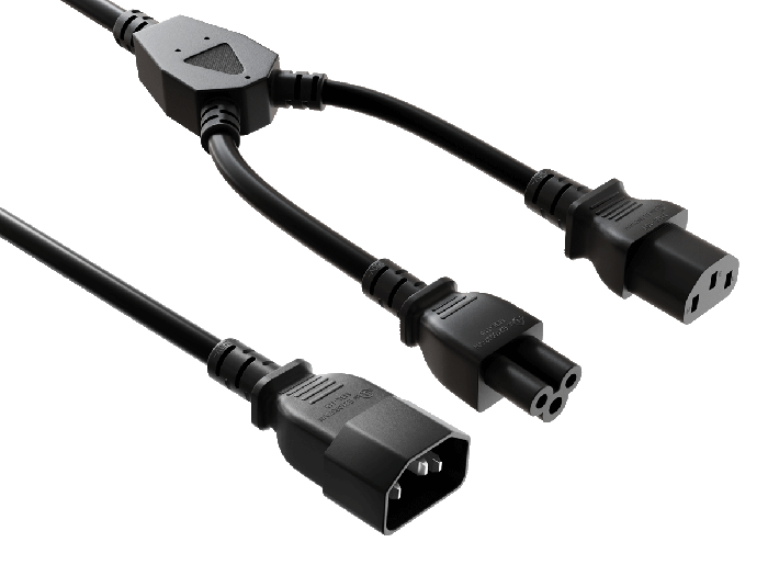 120 inches (10ft) IEC-320 C14 to C13 & C5 Power Extension Cord Y-Splitter Cable 18AWG 2.5A/250V SJT, Black