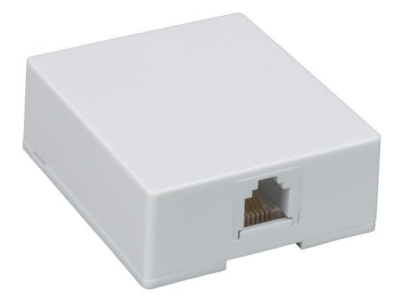 1-port RJ12 6P6C Surface Mount Box, White