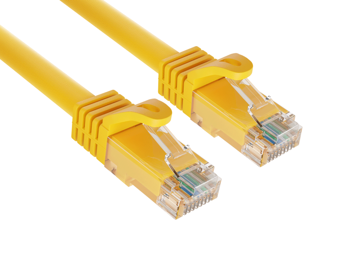 1ft Cat6a UTP 10G Ethernet Network Patch Cable Snagless 24AWG Bare Copper, Yellow