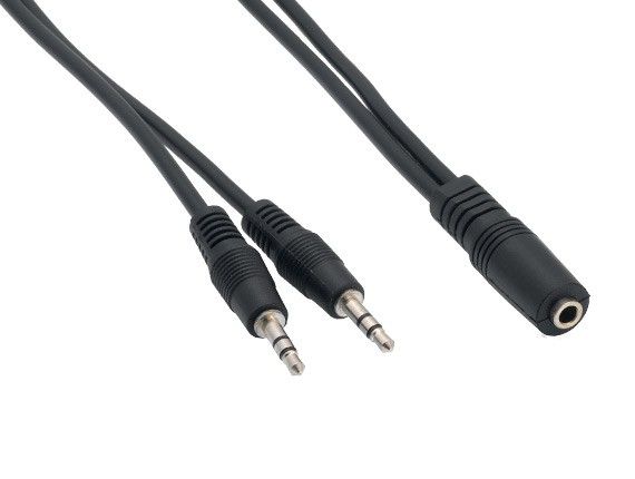 6ft 3.5mm Stereo Female to Two 3.5mm Stereo Male Audio Cable, Black