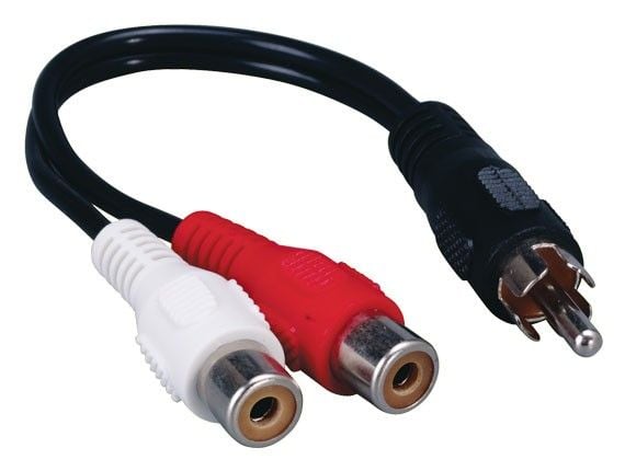 6in RCA Male to 2 RCA Female Audio Cable, Black