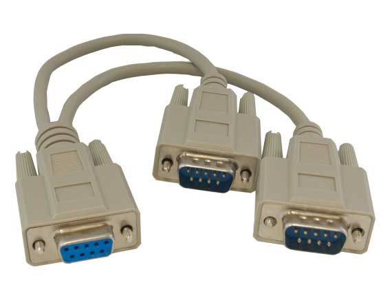 6" 2 DB9 Male to DB9 Female RS-232 Serial Y Cable