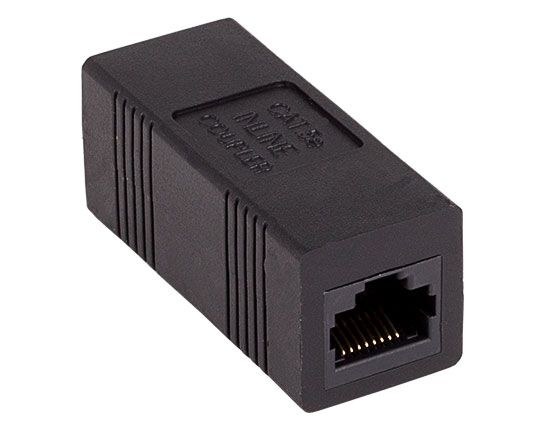 Cat5e RJ-45 Modular Inline Coupler Female to Female, Black