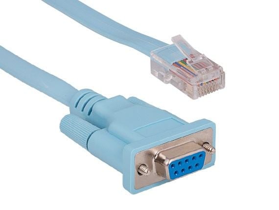 6ft Cisco Console Cable DB9 Female to RJ45 Male Flat Serial Console Cable, Blue