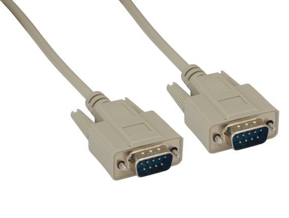 10ft Shielded DB9 M/M RS232 Serial Cable, Straight Through, Male to Male, Beige