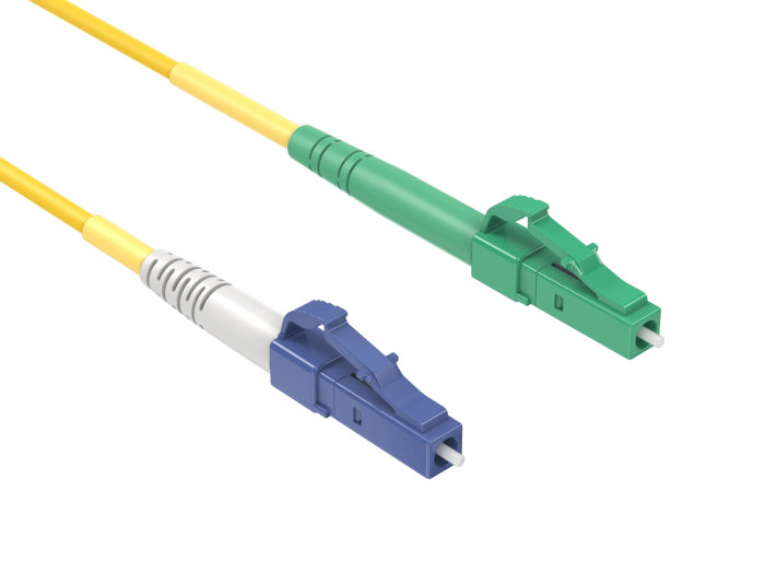 2m OS2 LC/UPC TO LC/APC Simplex Corning Fiber Optic Cable Single-Mode 9/125 OFNR Rated, Yellow