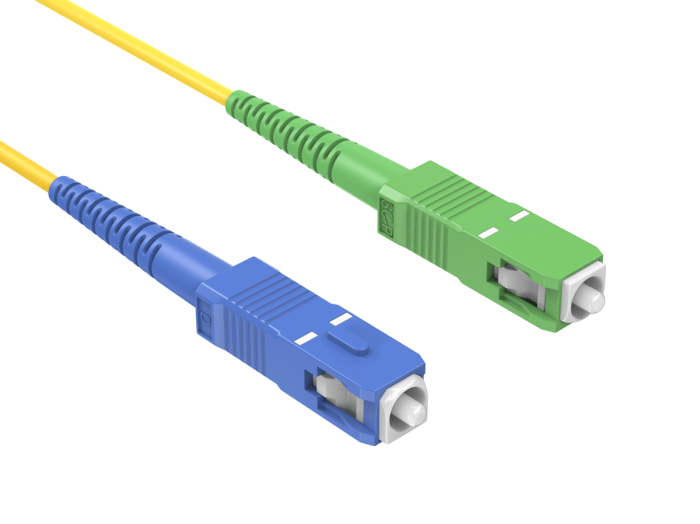 2m OS2 SC/UPC TO SC/APC Simplex Corning Fiber Optic Cable Single-Mode 9/125 OFNR Rated, Yellow