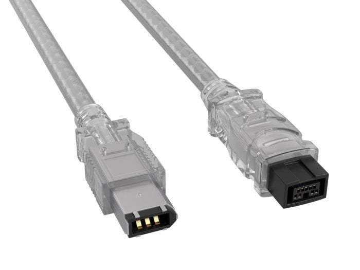 10ft IEEE 1394b FireWire 800 9-pin to 6-pin Male to Male Data Transfer Cable, Clear