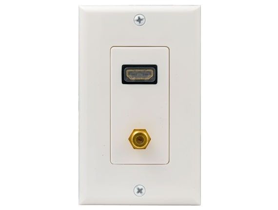 HDMI + Coax F-Connector Combo Wall Plate