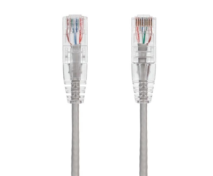 1FT Slim Cat6 28AWG UTP Ethernet Network Patch Cable Snagless, Gray