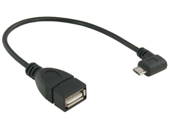 6in USB Micro-B to USB A Female OTG Adapter (On-The-Go), Black