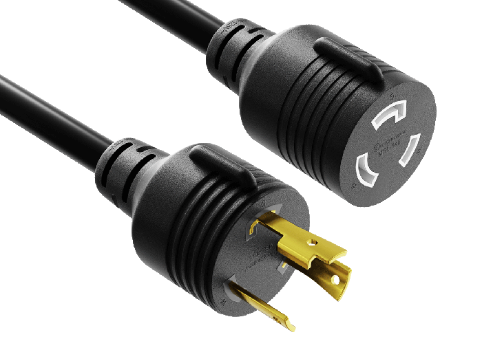 25ft NEMA L5-30P to L5-30R Locking Heavy Duty Power Extension Cord, 10 AWG, 30A/125V, SJTW, Black 