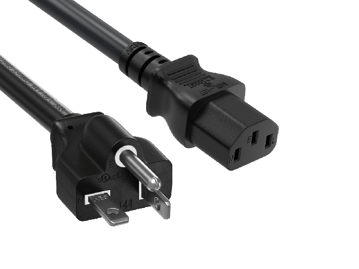 6ft NEMA 5-20P to C13 Heavy Duty Power Cord, 14AWG, 15A/125V, SJT, Black