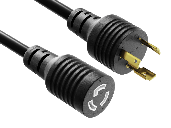 15ft NEMA L5-15P to L5-15R Locking Power Extension Cord 14AWG 15A/125V SJT, Black