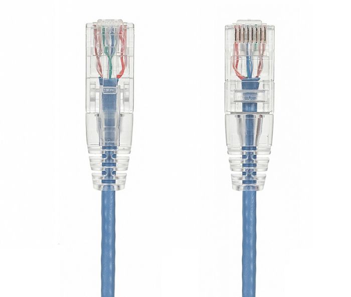 1FT Slim Cat6 28AWG UTP Ethernet Network Patch Cable Snagless, Blue