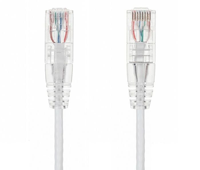 2FT Slim Cat6 28AWG UTP Ethernet Network Patch Cable Snagless, White