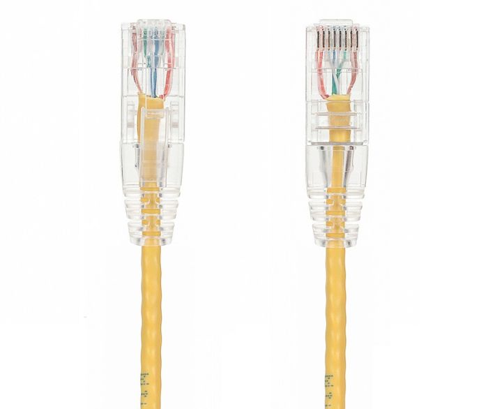 1FT Slim Cat6 28AWG UTP Ethernet Network Patch Cable Snagless, Yellow