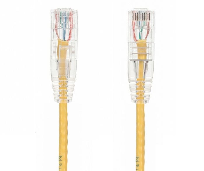 0.5FT Slim Cat6 28AWG UTP Ethernet Network Patch Cable Snagless, Yellow