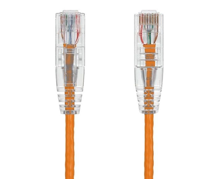 1FT Slim Cat6 28AWG UTP Ethernet Network Patch Cable Snagless, Orange