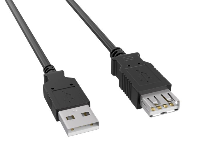 1ft USB 2.0 A Male to A Female Extension Cable, Black