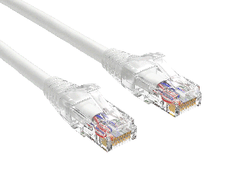 2ft Cat6 Ethernet Patch Cable with Clear Boot, UTP, Pure Bare Copper, White