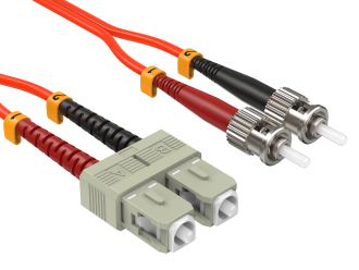 10m OM1 SC to ST UPC Duplex Corning Fiber Optic Cable MultiMode 62.5/125 OFNR Rated, Orange