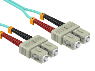 15m OM4 SC to SC Duplex Corning Fiber Optic Cable Multimode 50/125 OFNR Rated, Aqua