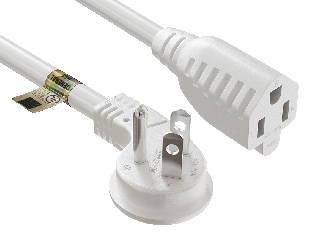 1ft NEMA 5-15P to NEMA 5-15R Ultra Low Profile Angled Power Extension Cord 16AWG 13A/125V SJT, White