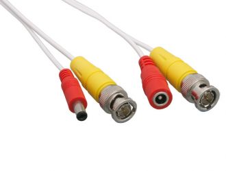 25ft Video & Power Security Camera Cable, BNC M/M and DC M/F, White