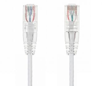 1ft Slim Cat6 28 AWG UTP Snagless Ethernet Network Patch Cable, White