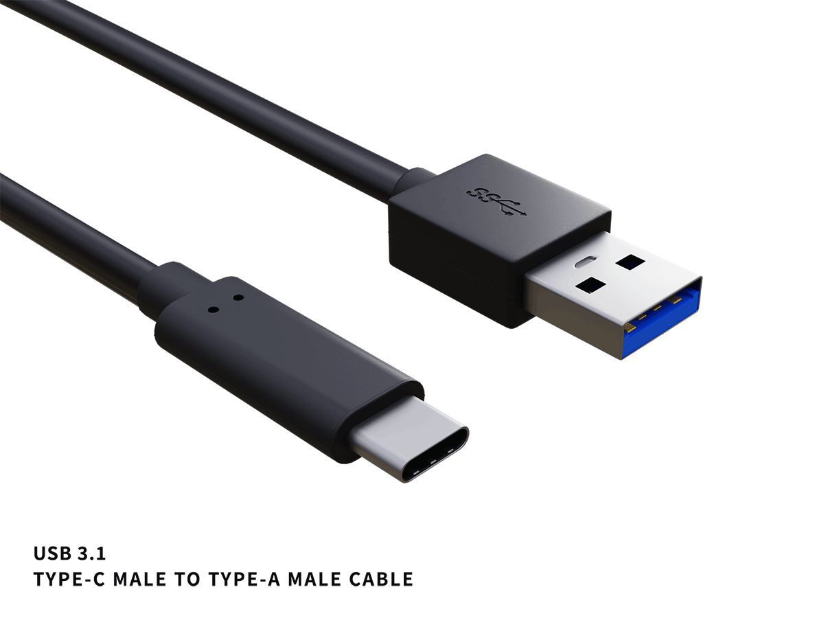 1m USB 3.2 Gen 2 A Male to C Male Cable 10G Black 